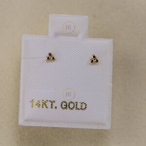 14K Solid Gold Clover Stud Earrings · Screw Back · Lucky Symbol Jewelry.